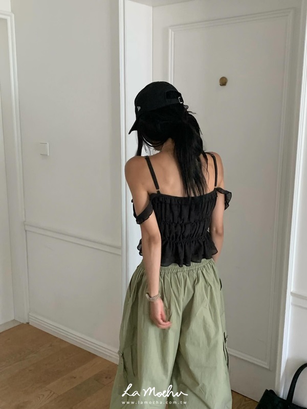性感滾邊雙肩帶上衣